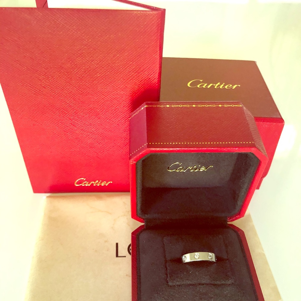 Authentic Cartier Love Wedding Band, 8 Diamonds